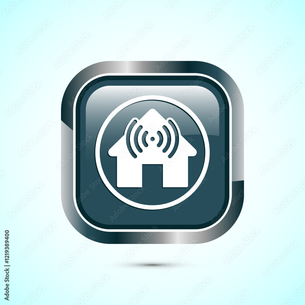 Smart house icon design illustration, Smart home technology and automation, Gray color square button design Smart house icon design illustration, Smart home technology and automation, Gray color square button design