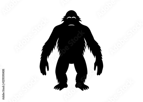 orangutan black silhouette vector, Simple silhouette Design vector icon with white background. Wild Animal Vector.	