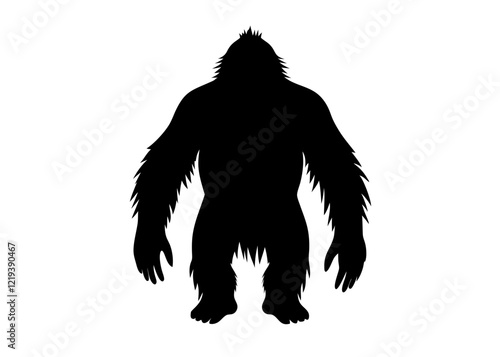 orangutan black silhouette vector, Simple silhouette Design vector icon with white background. Wild Animal Vector.	
