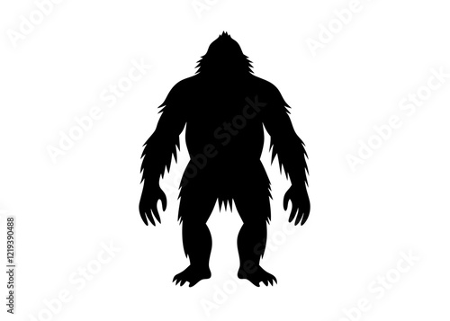 orangutan black silhouette vector, Simple silhouette Design vector icon with white background. Wild Animal Vector.	