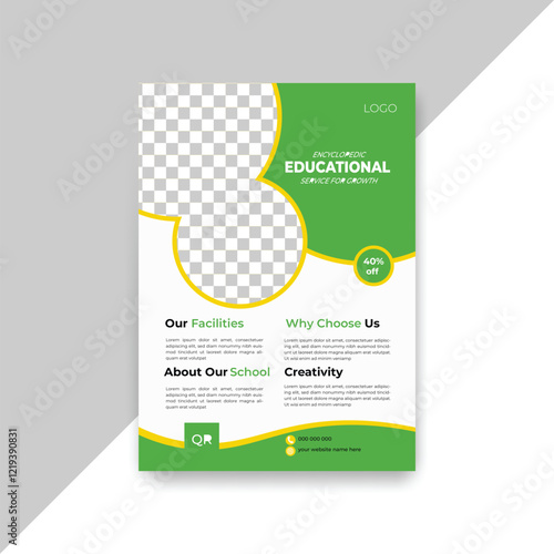 Education admission flyer poster template bundle, Online school kids education admission flyer poster layout. Creative and modern