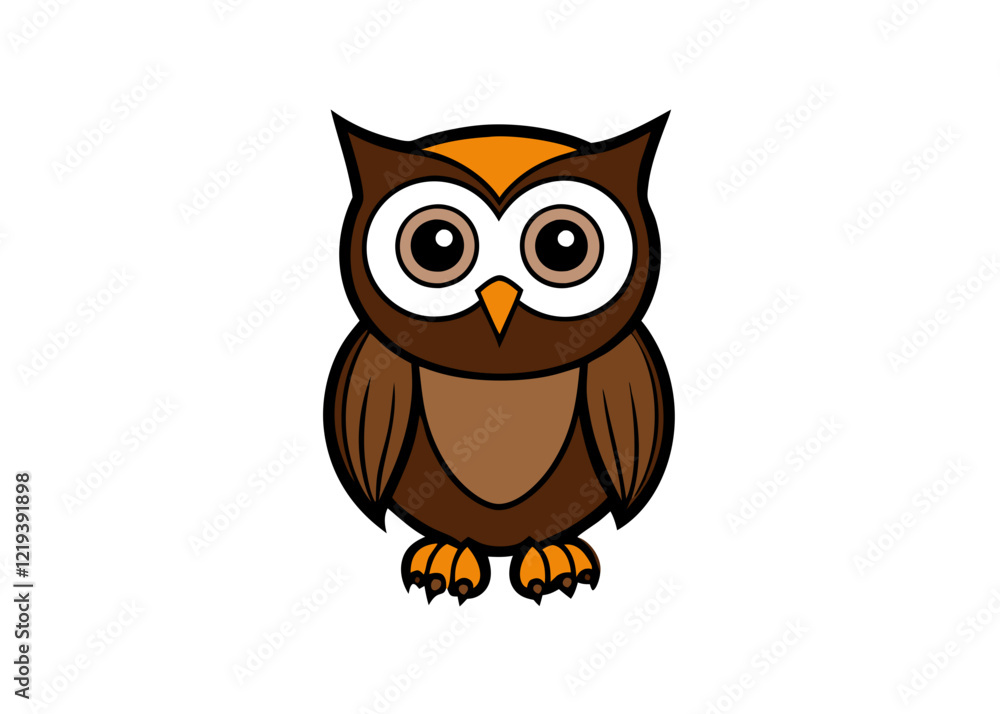 Fototapeta premium Owl vector, Simple color Design vector icon with white background. Wild Animal Vector. Bird vector, Cartoon vector, 2d vector 