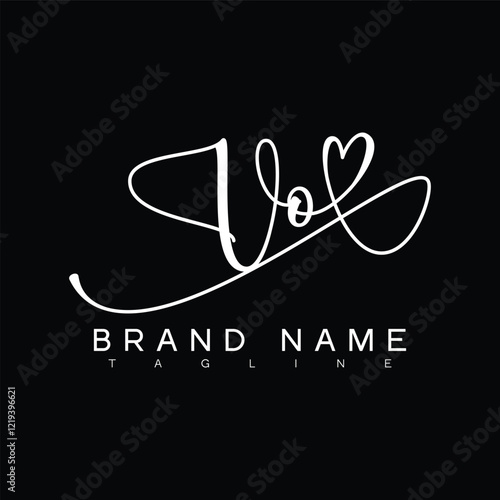 VO Handwritten initial letter with love . VO simple signature vector logo with Hart shape variation, beauty, photography letter logo design. V O