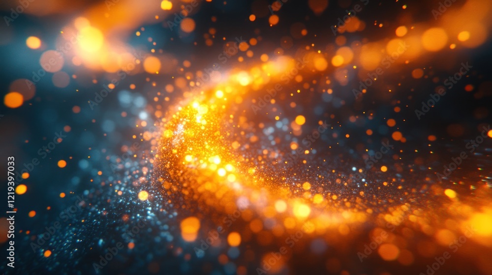 Obraz premium Abstract background with swirling golden light and bokeh.