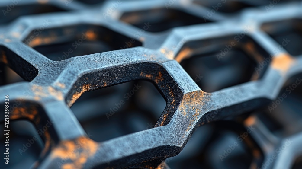 A close-up shot of a metal grill grate with intricate details