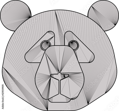 Vector sketch of cute panda animal face ornament design