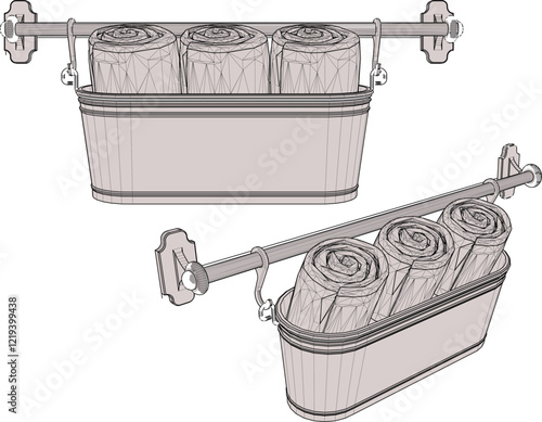 Vector sketch of decorative design for towel holder decoration for bathroom interior