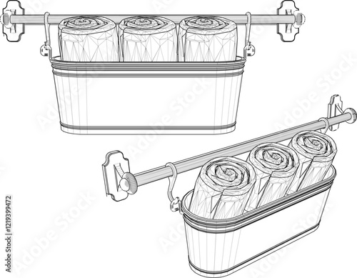 Vector sketch of decorative design for towel holder decoration for bathroom interior