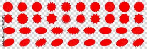 Starburst sale price stickers and labels, star and rosette, sunburst, callout and splash, stamp and tag badges. Isolated vector on transparent background.
