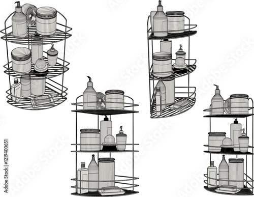 vector sketch of interior decoration design for shelves for soap and toiletries