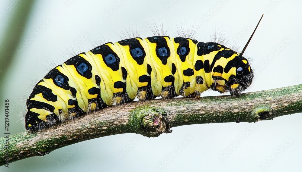 Naklejka premium Vibrant Pipevine Swallowtail Caterpillar on Branch