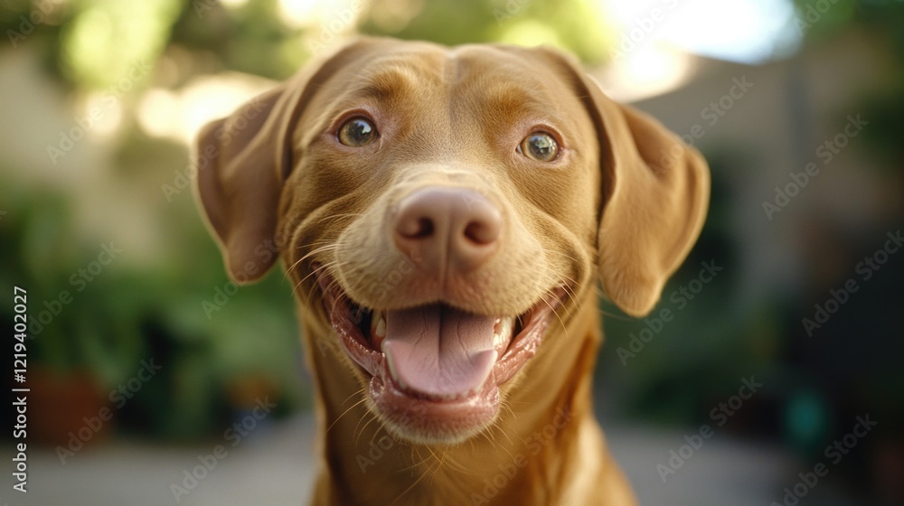 A close-up shot of a dog's face with its mouth open, perfect for capturing attention A close-up shot of a dog's face with its mouth open, perfect for capturing attention