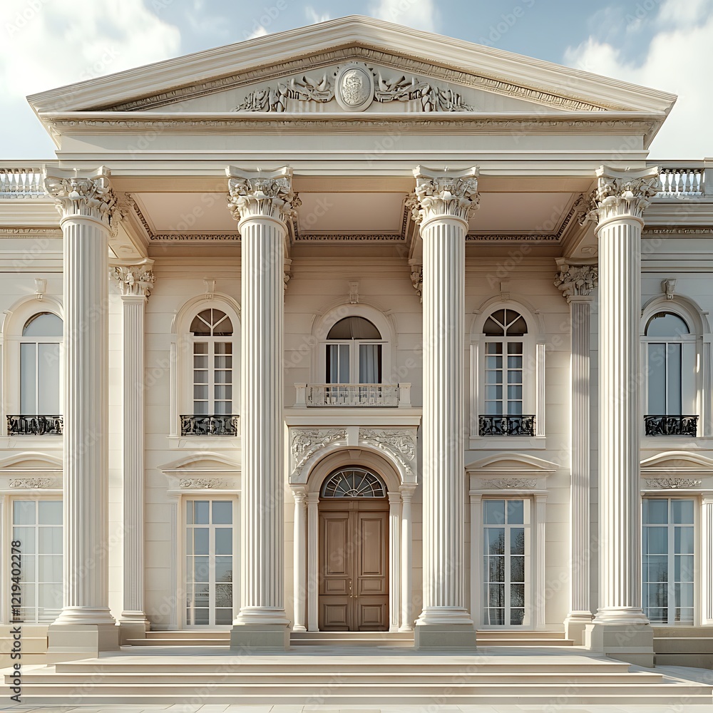 Obraz premium Decorative architectural features in classical designs with elegant ornate structural columns