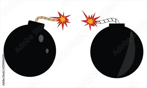 bomb with burning fuse