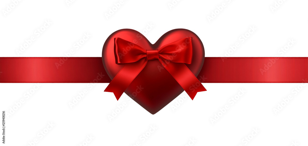 Red ribbon in the shape of a heart on a transparent background, vector illustration, PNG Red ribbon in the shape of a heart on a transparent background, vector illustration, PNG