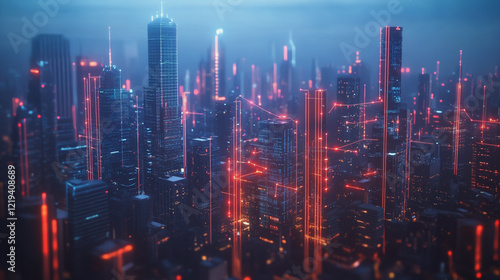 Wallpaper Mural Smart digital Innovation city with connection network reciprocity over the twilight cityscape. of future smart wireless digital city and social media networking systems that connects people with city Torontodigital.ca