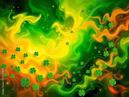 Vibrant St. Patrick's Day Abstract Background - AI Art photo