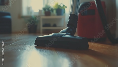 Vacuum Cleaner: Ensuring Sparkling Cleanliness Of Laminate Wood Floors By Removing Dust And Dirt With Precision And Efficiency. photo