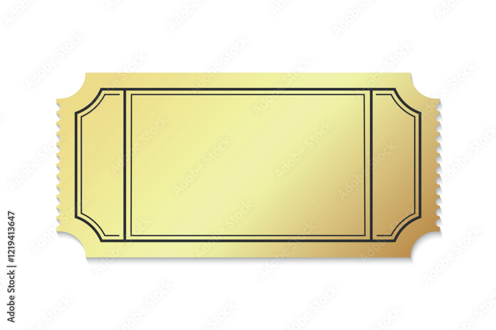Shiny Golden Ticket With Decorative Borders Shiny Golden Ticket With Decorative Borders