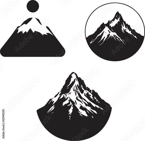 Set of mountain silhouette vector