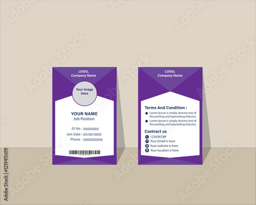 Print, ID card vector template for print, Professional ID card, Identity Card, Creative Design, Customizable design for Print or digital use, Adobe Illustrator Vector file high-quality for Branding.