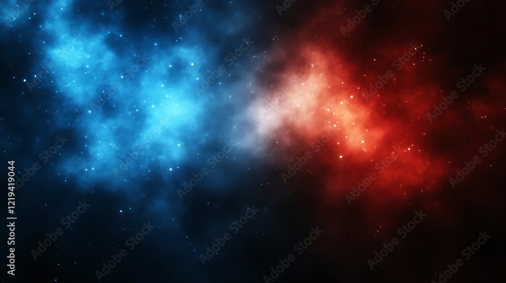 Cosmic Nebula Divided Blue and Red Hues Cosmic Nebula Divided Blue and Red Hues