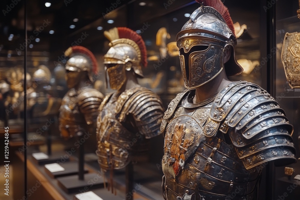 Roman soldier armor on battle display Roman soldier armor on battle display