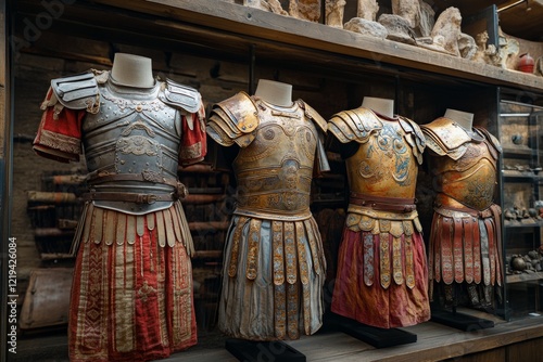 Roman soldier armor on battle display