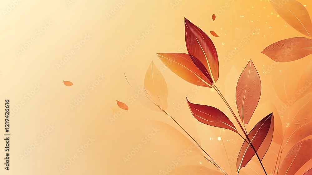 Fototapeta premium Abstract Autumn Leaves Design Orange Background
