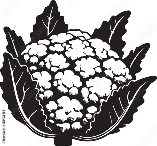 cauliflower vegetable silhouette logo, icon design vector illustration