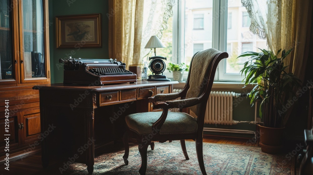 Fototapeta premium Vintage Writer's Study: A Classic Interior