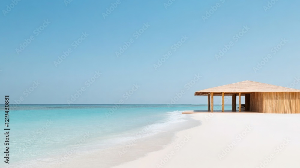 Serene beachside retreat with wooden structure and crystal-clear Serene beachside retreat with wooden structure and crystal-clear