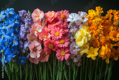 Wallpaper Mural A Rainbow of Blossoms Arranged in a Vibrant Floral Display Torontodigital.ca