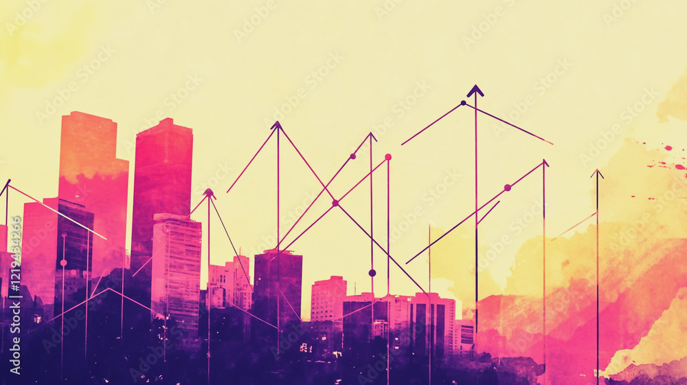 Obraz premium Smart digital Innovation city with connection network reciprocity over the twilight cityscape. of future smart wireless digital city and social media networking systems that connects people with city