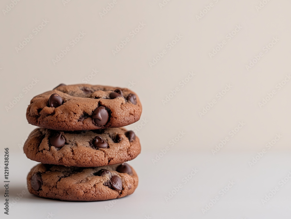 Stack of Delicious Chocolate Chip Cookies on a Minimalist Background Stack of Delicious Chocolate Chip Cookies on a Minimalist Background