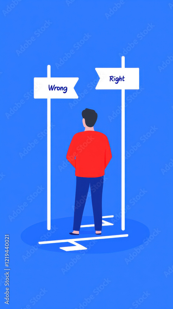 Peer Pressure, illustration, A person stands at a crossroads, contemplating multiple paths ahead, captured in high fidelity with a unique identifier for easy reference. Peer Pressure, illustration, A person stands at a crossroads, contemplating multiple paths ahead, captured in high fidelity with a unique identifier for easy reference.