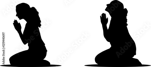 silhouette of a woman praying