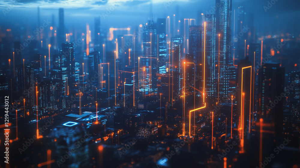 Smart digital Innovation city with connection network reciprocity over the twilight cityscape. of future smart wireless digital city and social media networking systems that connects people with city
Smart digital Innovation city with connection network reciprocity over the twilight cityscape. of future smart wireless digital city and social media networking systems that connects people with city