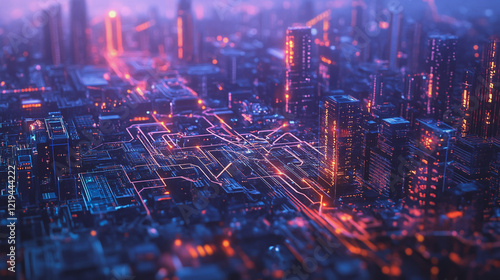 Wallpaper Mural Smart digital Innovation city with connection network reciprocity over the twilight cityscape. of future smart wireless digital city and social media networking systems that connects people with city
 Torontodigital.ca