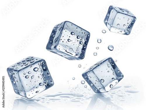 Refreshing Ice Cubes Falling in Water