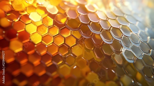 Golden Honeycomb: A Close-Up Macro Photography of Honeycomb Structure photo