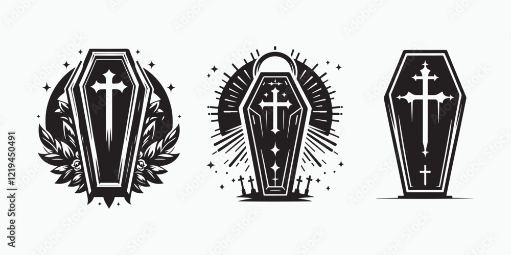 Gothic Coffin Designs silhouette Cartoon vector icon bundles Gothic Coffin Designs silhouette Cartoon vector icon bundles