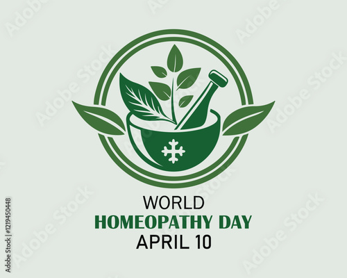 World Homeopathy day is celebrated annually on April 10th. the day is a celebration of both homeopaths and those who have been healed with homeopathy. Vector illustration.