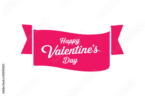 Happy Valentine's Day greeting, romantic sticker. Typography Template Vector Design. Valentine's Day sticker, Banner, wallpaper, heart,  elements background—isolated illustration poster 14 February. 