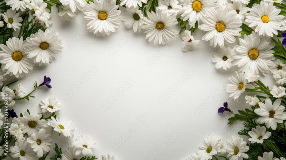 Fototapeta premium Delicate white daisies form heart shape, creating serene and lov