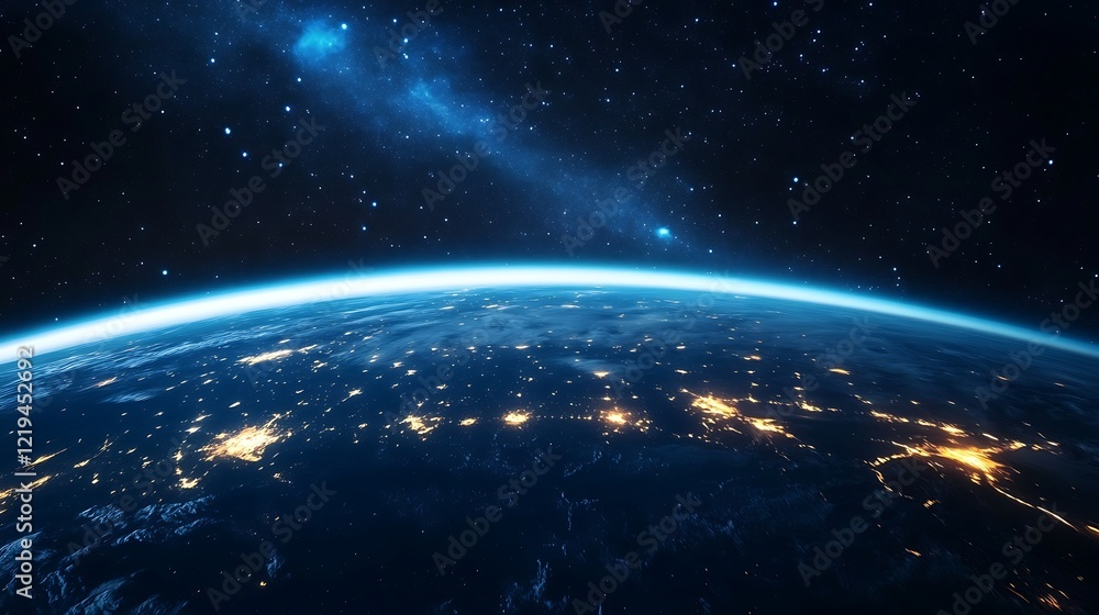 Obraz premium Earth at Night: A Celestial View of Our Planet