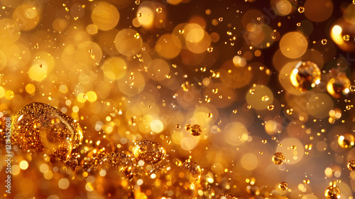 Fototapeta Naklejka Na Ścianę i Meble -  Golden droplets in motion, creating a sense of luxury and wellness, generative ai