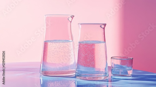 Acid solutions used to clean laboratory glassware, removing contaminants and residues photo