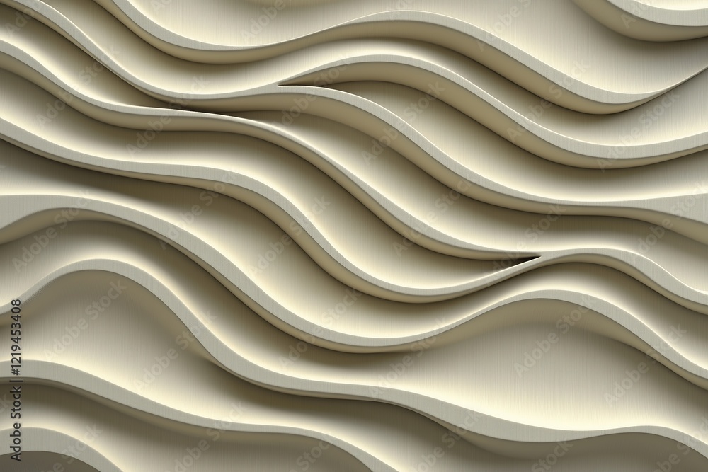 Obraz premium Abstract wavy background with carved lines in beige color, seamless texture, perfect for wallpaper or interior design, adding a touch of elegance and sophistication