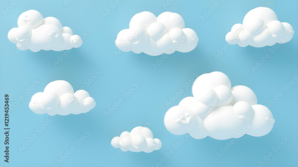 Simple illustration set of clouds of various shapes. Generative AI Simple illustration set of clouds of various shapes. Generative AI
